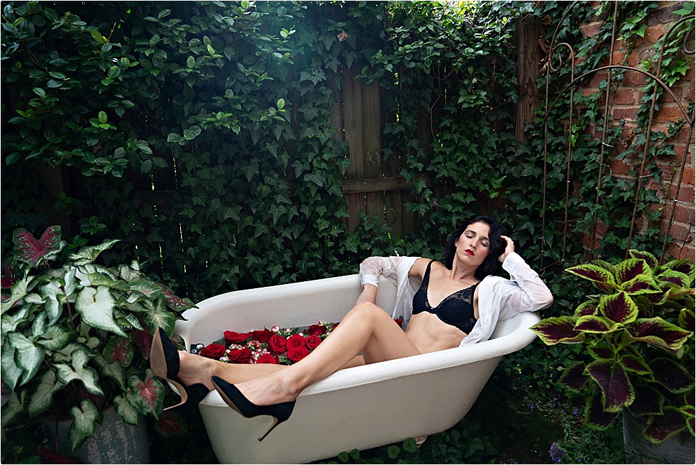 bath tub with flowers photo shoot