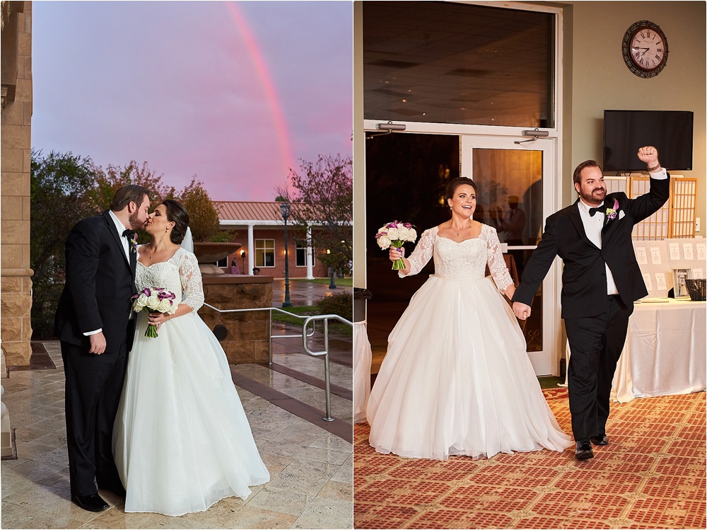 bride and groom rainbow