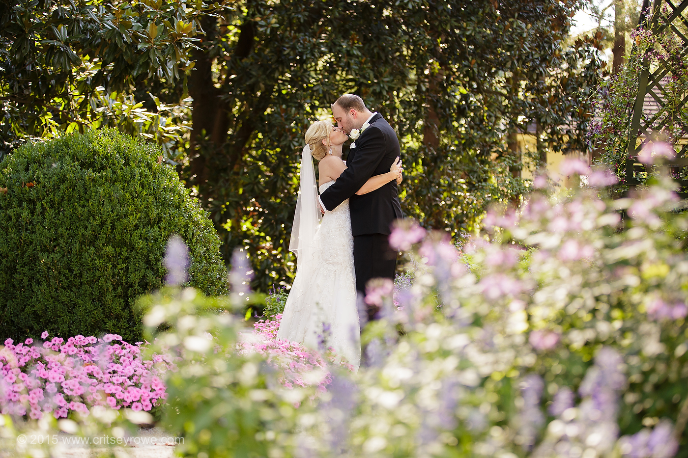 © Critsey Rowe Photography Beautiful garden wedding at southern estate Duke Mansion with reception charlotte nc