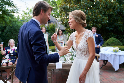bride and groom intimate wedding toasts