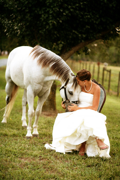 Bride with her horse bridl portrait session